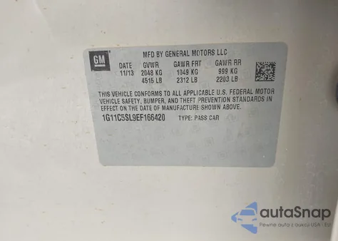 2014 Chevrolet Malibu 1Lt from USA, damaged, VIN 1G11C5SL9EF166420